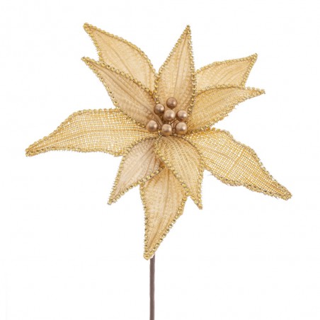 Flor poinsettia tejido oro 30 x 65 cm