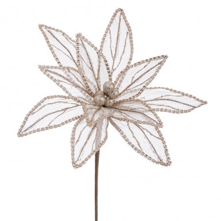 Flor poinsettia tejido champán 25 x 65 cm