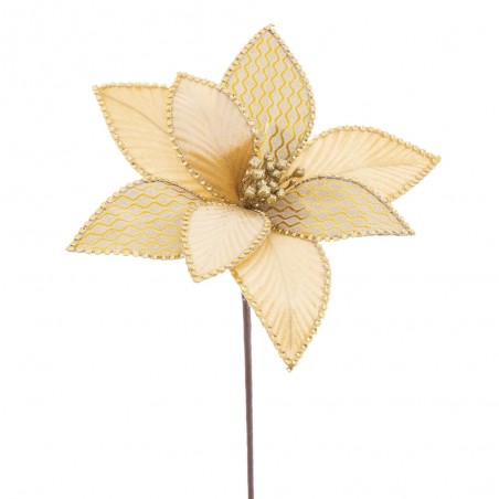 Flor poinsettia tejido oro 25 x 55 cm