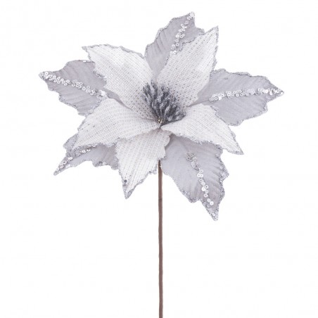 Flor poinsettia tejido plata 28 x 44 cm