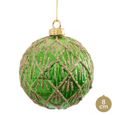 Bola decorada verde 8 x 8 x 8 cm