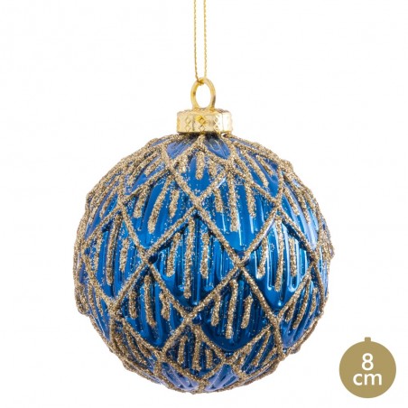 Bola decorada azul 8 x 8 x 8 cm