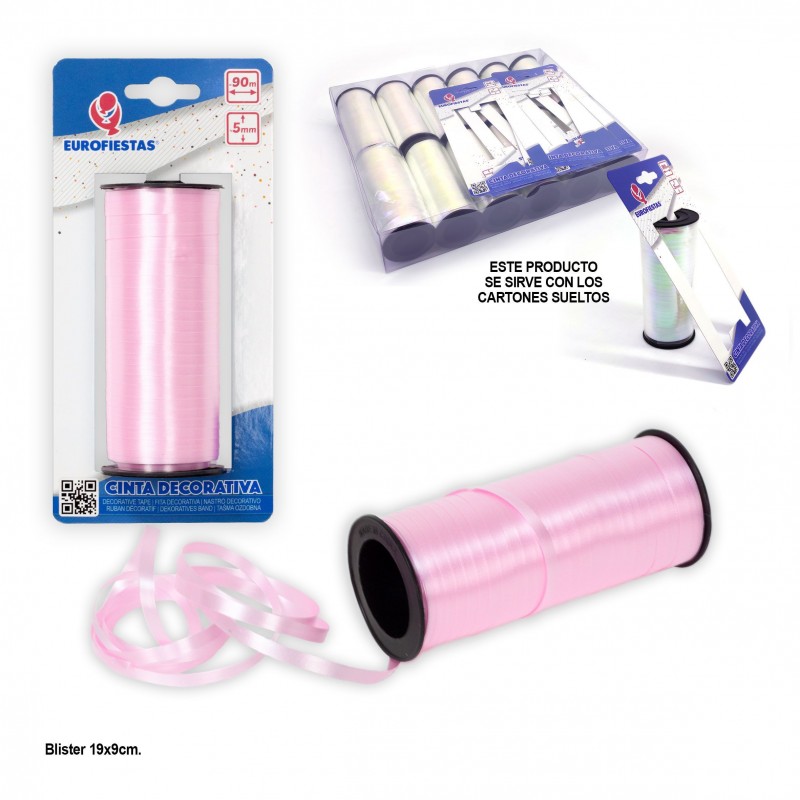 Cinta lazo rollo 100m 5mm rosa