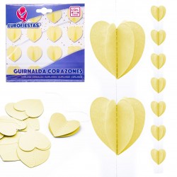 Guirnalda Corazones Papel Amarilla