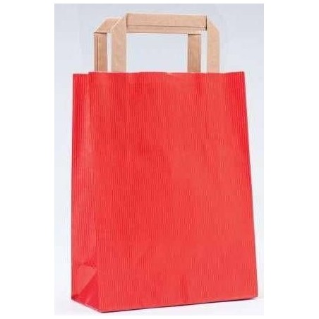 Bolsa de papel kraft roja con asa plana