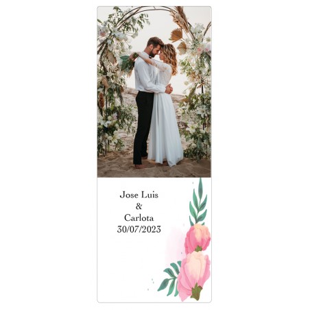 Adhesivo boda personalizado con foto y texto