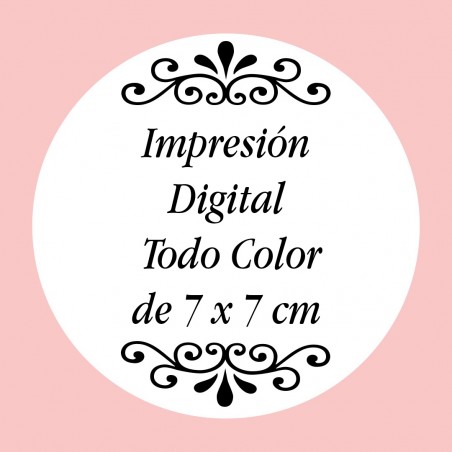 Personalización con impresión digital con texto foto o logo a todo color de 7 x 7 cm