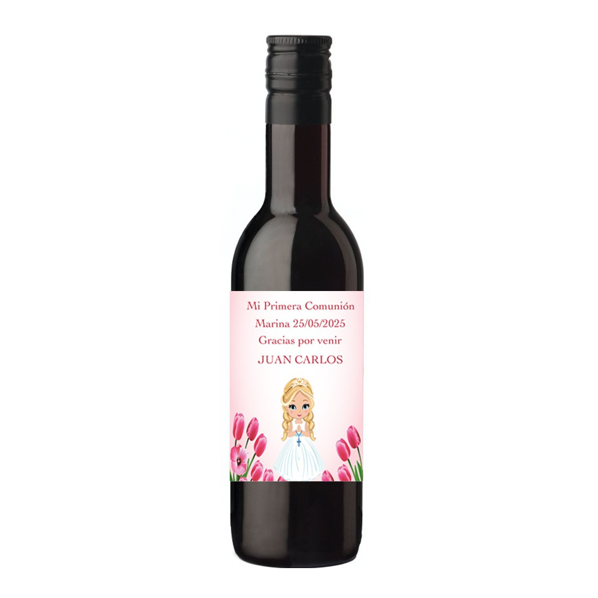 12 mini botellas de licor de vino personalizadas para la Primera Comunión  Regalos de Confirmación : Hogar y Cocina 