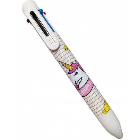 Bolígrafo de diseño gracioso para regalar con multi tinta kawaii de unicornio y flamenco