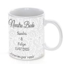 Taza de boda personalizada con frase nombre y fecha