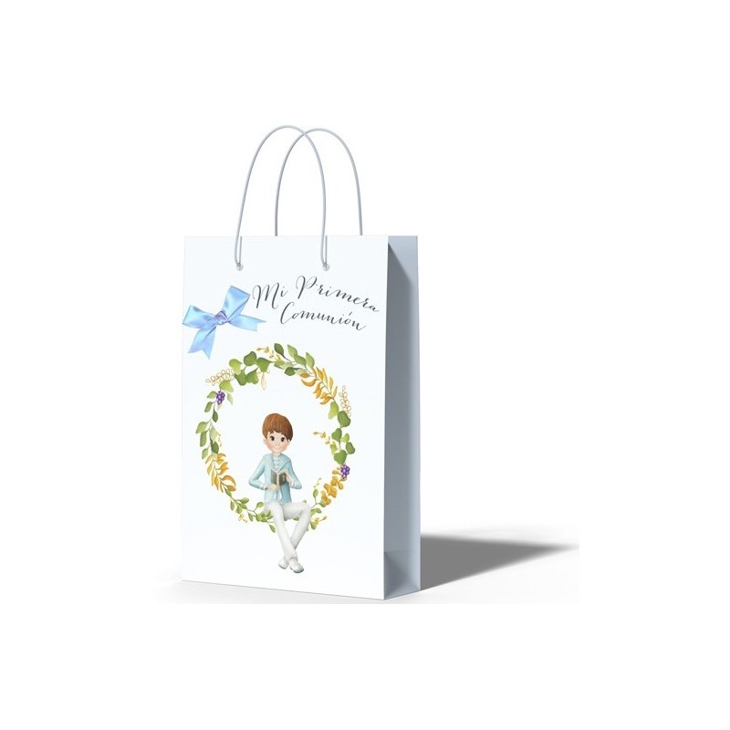 Bolsas personalizadas para comunión con frases y muñeco
