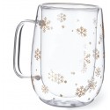 Taza térmica cristal para navidad con copos de nieve