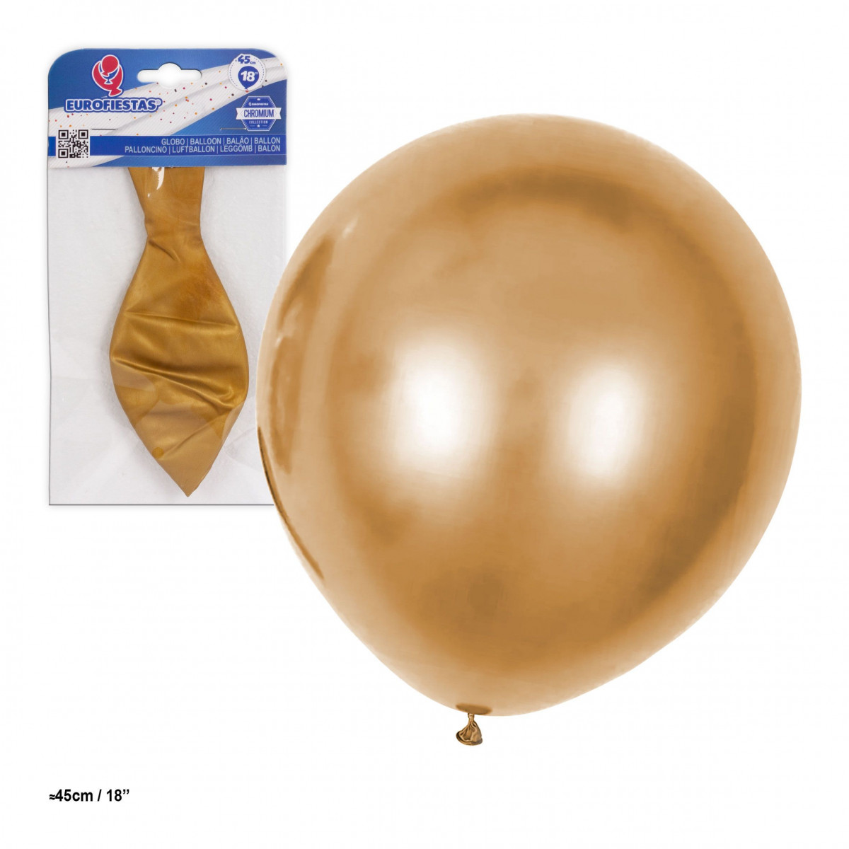 Globo latex metalizado 18 45cm oro