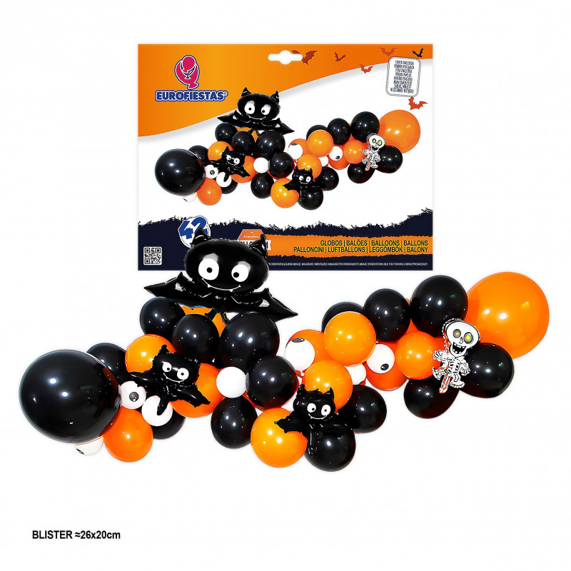 Nube de globos halloween 42pcs murcielago