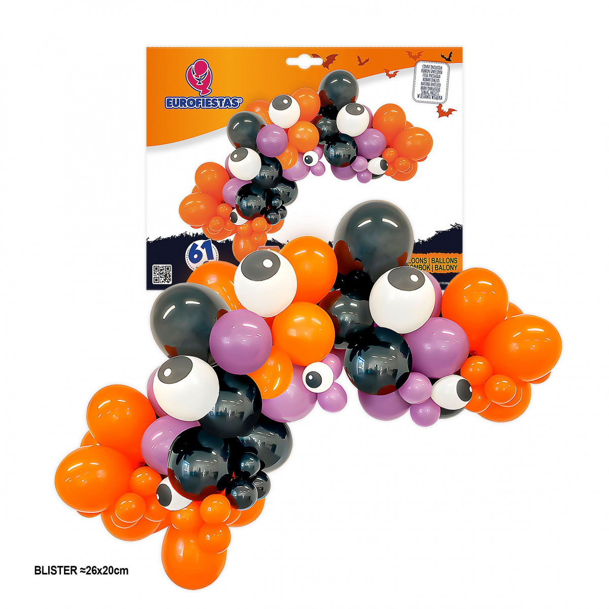 Nube de globos halloween 61 pcs ojos