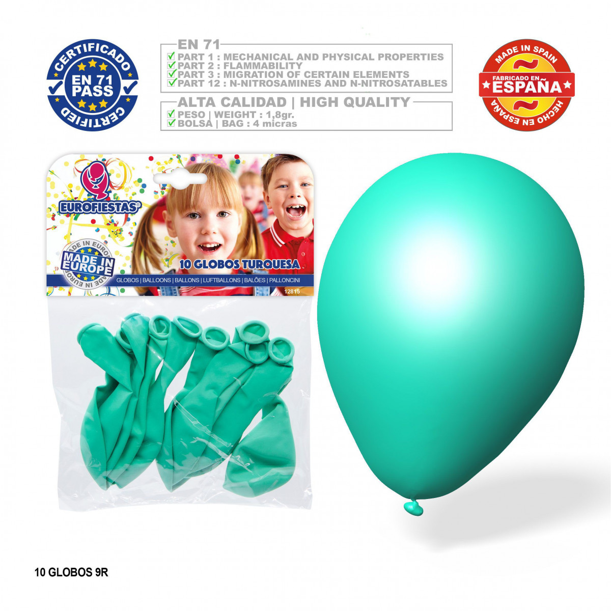 Globo color tiffany 9r 10 unidades