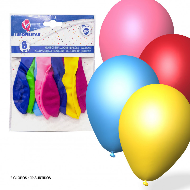 Globos 10r 8pcs color surtido