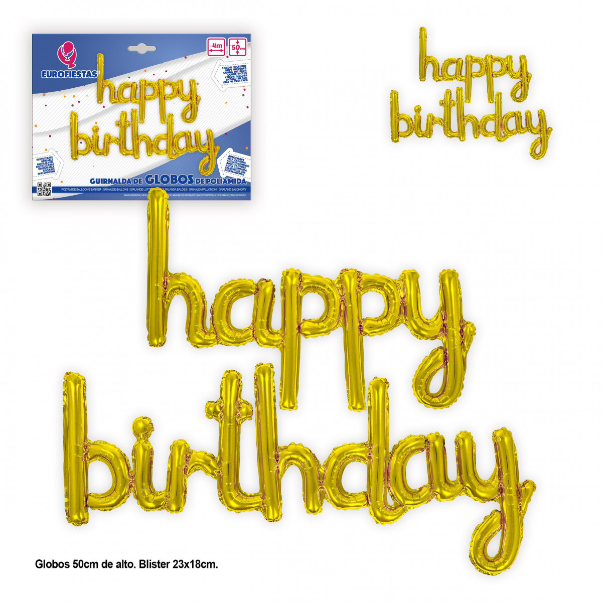 Set globos foil happy birthday oro