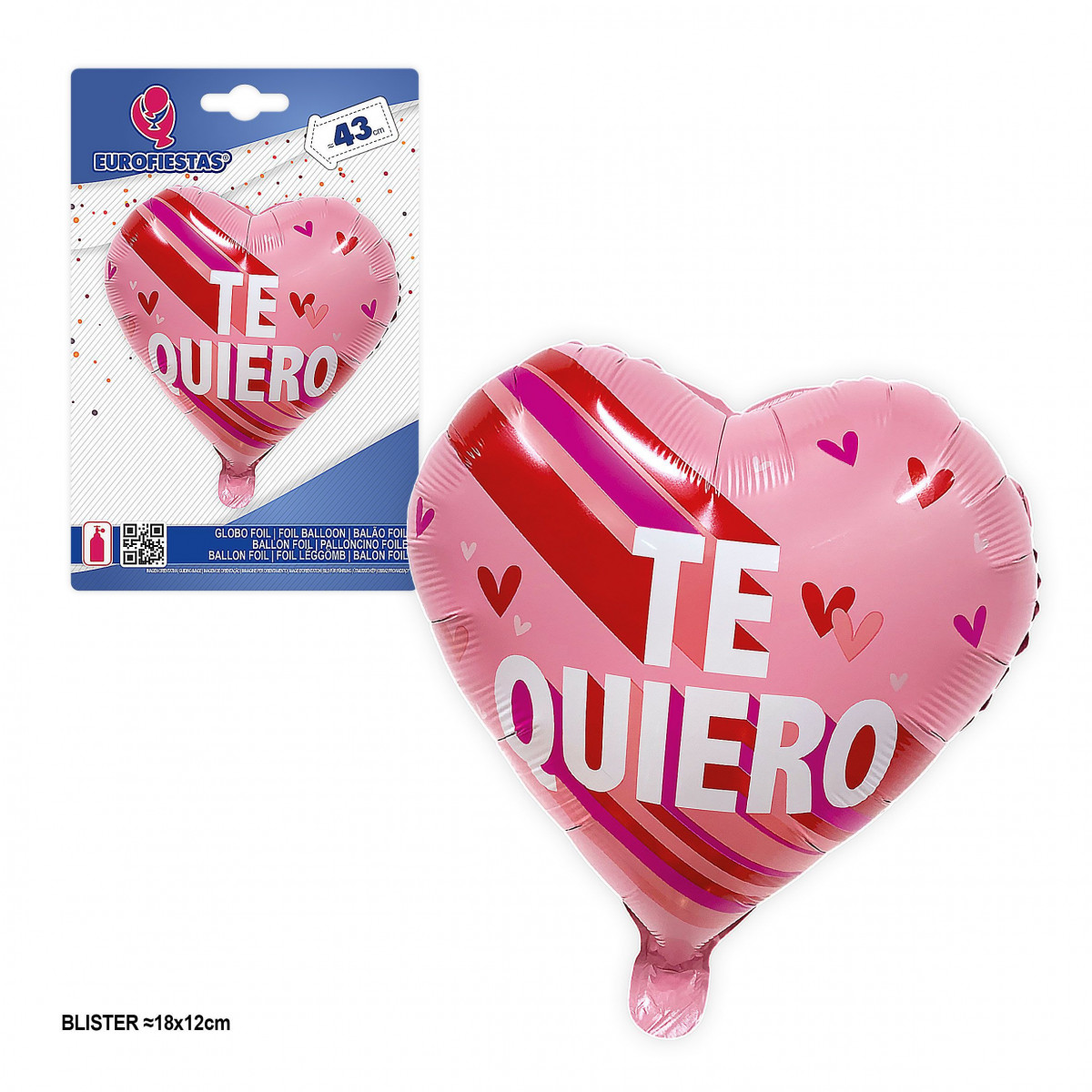 Globo foil corazon rosa te quiero 43cm