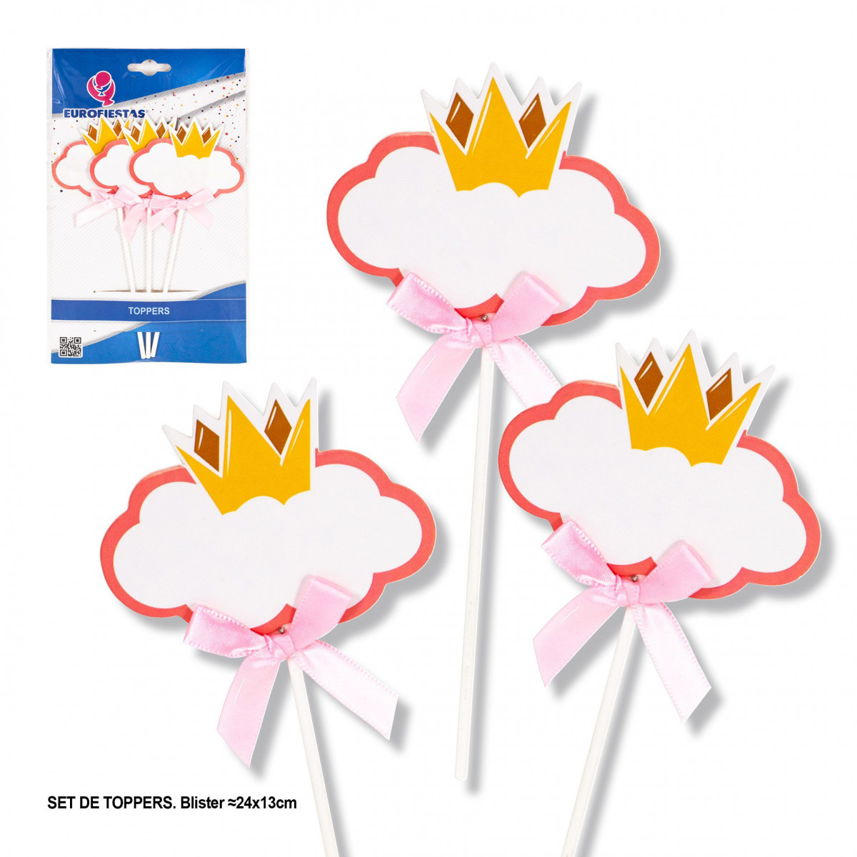 Toppers nube corona rosa