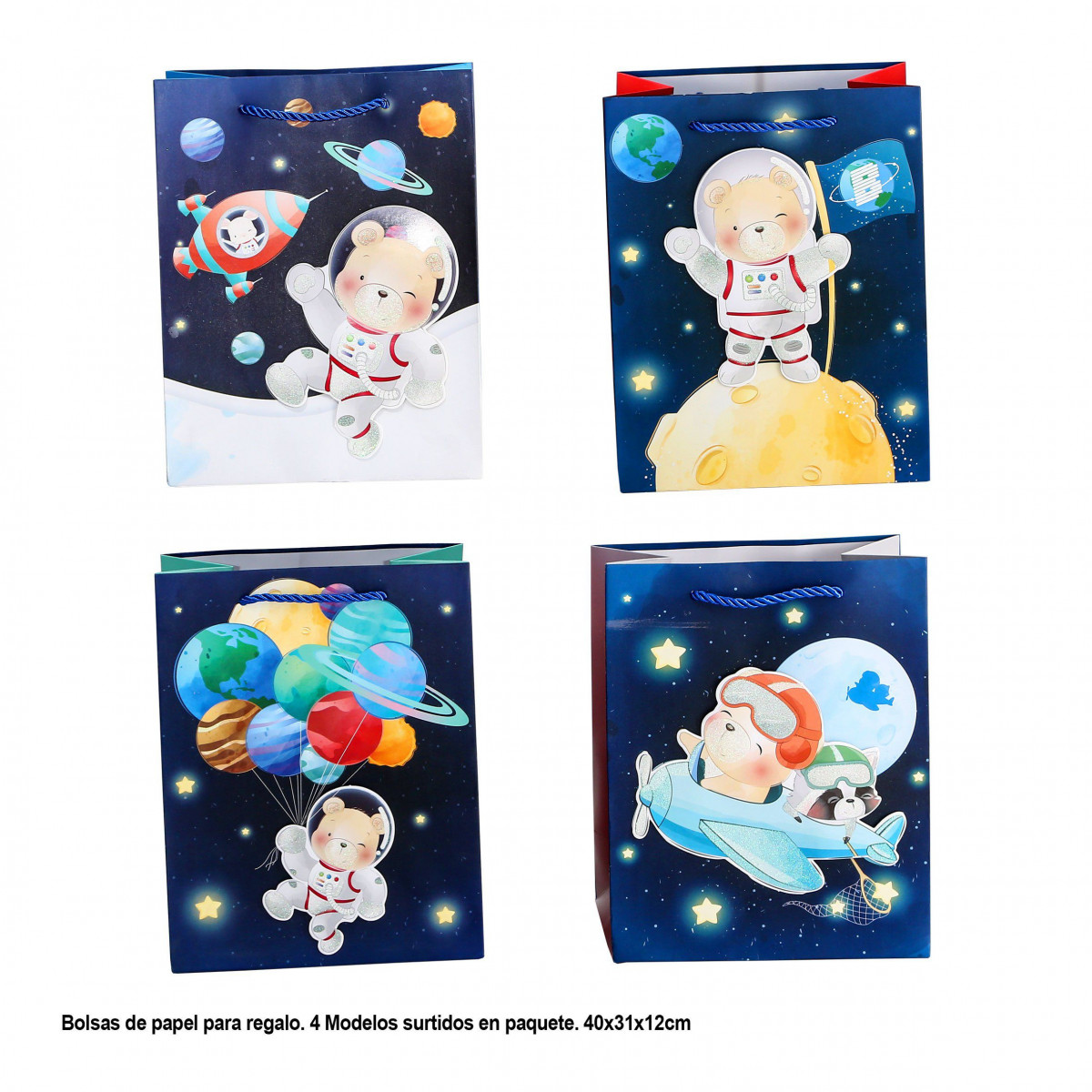 Bolsa regalo 3d osito astronauta 400x310x120mm 4ms