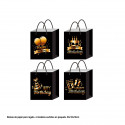 Bolsa regalo happy birthday negra motivos festivos oro metal 23x18x10cm peq 4ms