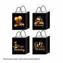 Bolsa regalo happy birthday negra motivos festivos oro metal 32x26x11cm med 4ms