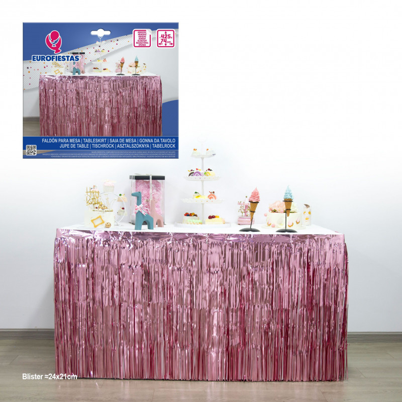 Faldon metalizado 425x74cm oro rosa