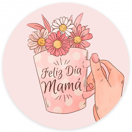 Vela aromática con adhesivo personalizado y bolsa de tela para día de la madre