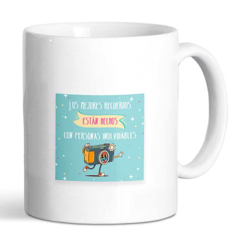 Taza personalizada con adhesivo con mensaje