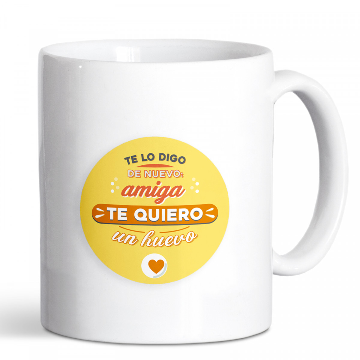 Taza personalizada con adhesivo con mensaje amiga