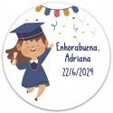 Adhesivo personalizado redondo de 3 cm para graduación de niña