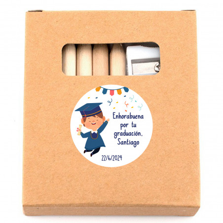 yoyo madera personalizado adhesivo graduación niño