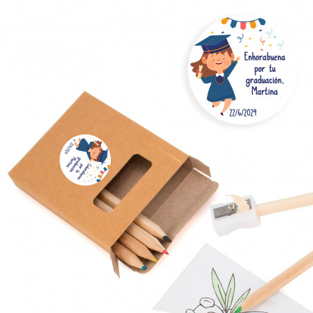 Set para colorear con adhesivo de graduación personalizado niña