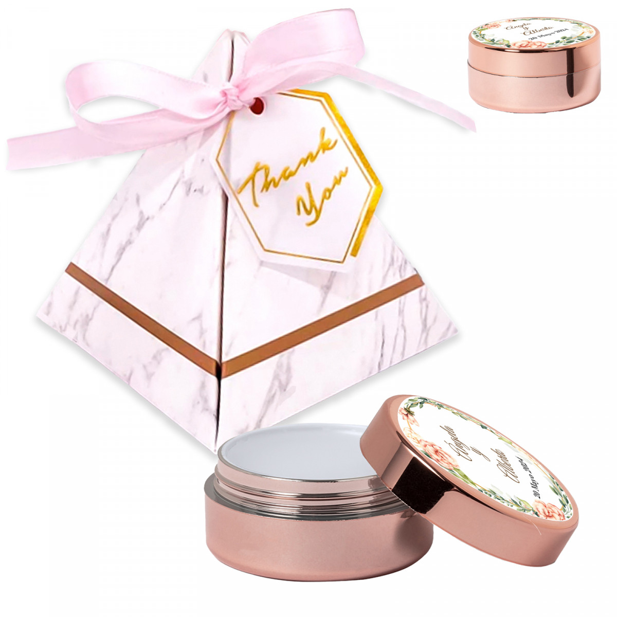 Brillo de labios personalizado presentado en caja piramidal decorativa