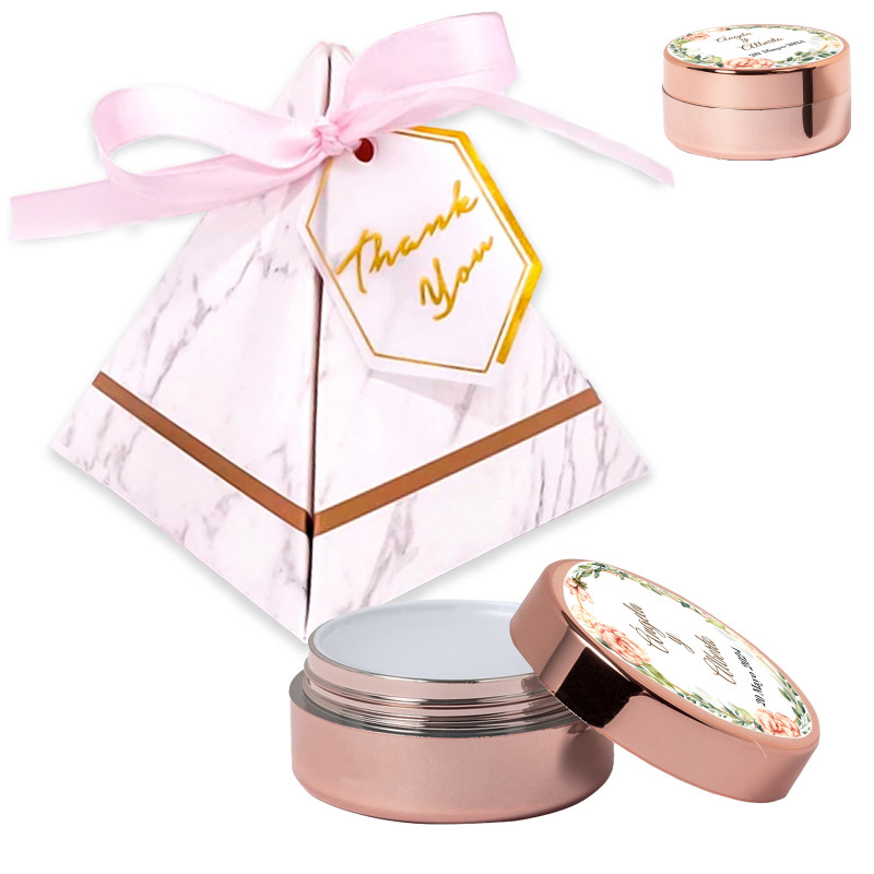 Brillo de labios personalizado presentado en caja piramidal decorativa