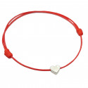 Pulsera cordón fino con corazón plateado