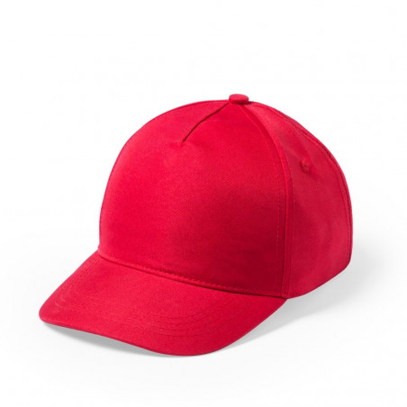 Gorra roja infantil y auriculares a juego con adhesivo personalizado