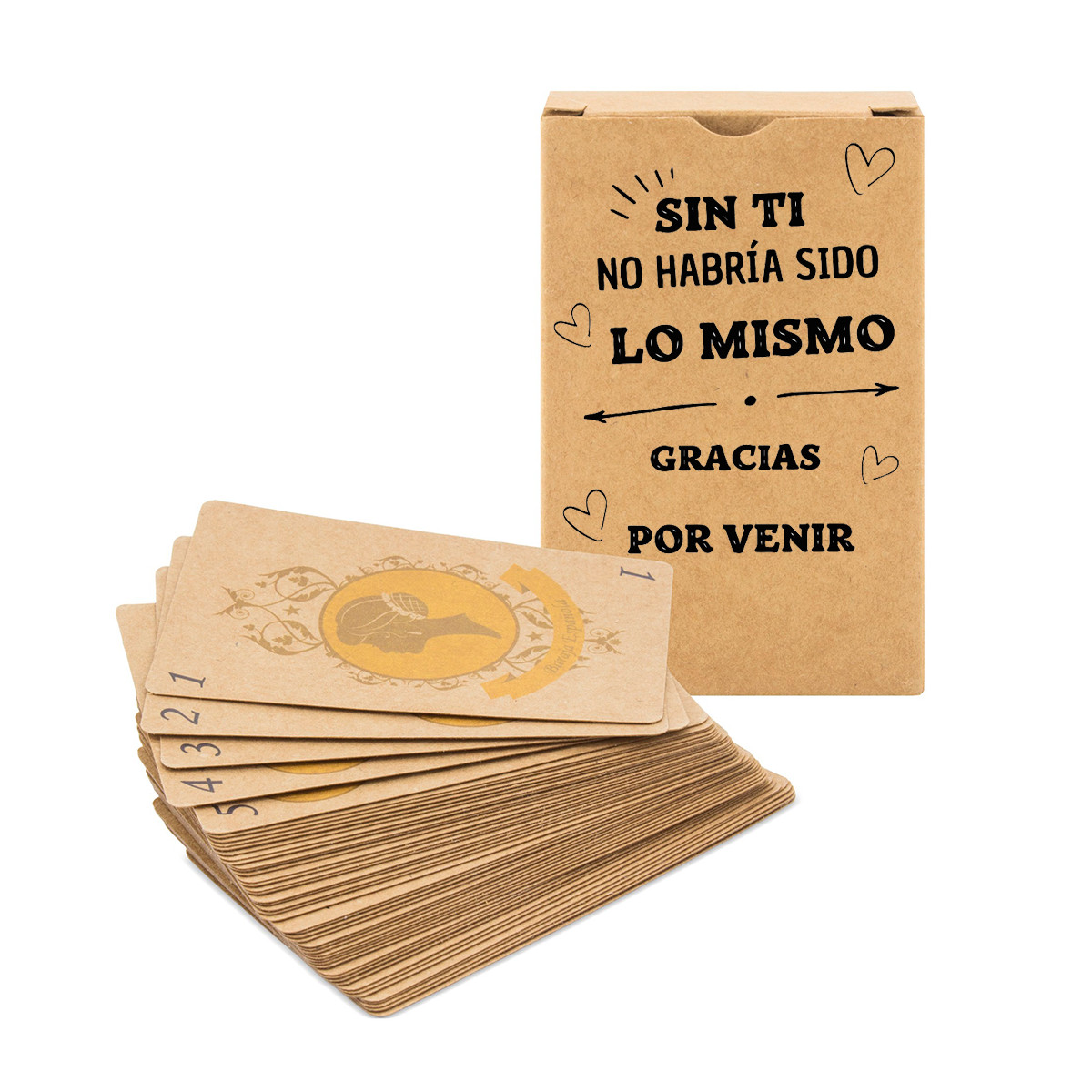 Baraja de cartas española con adhesivo de agradecimiento