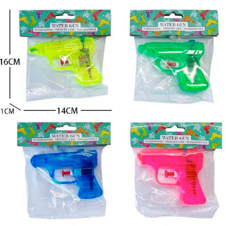 Pistola de agua niños en bolsa de regalo y adhesivo personalizado