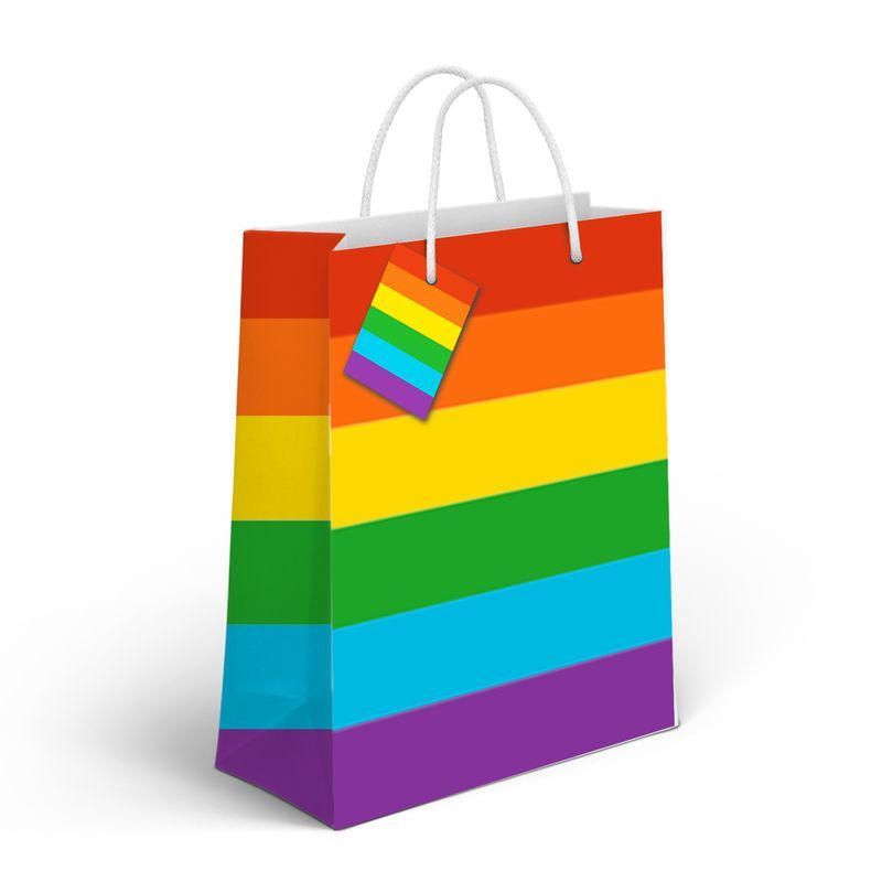 Bolsa de papel mediana con motivo de arcoiris para detalles