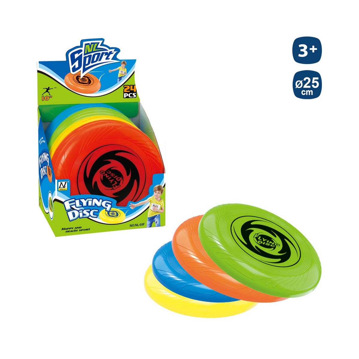 Frisbee de colores 25 cm para niños detalle