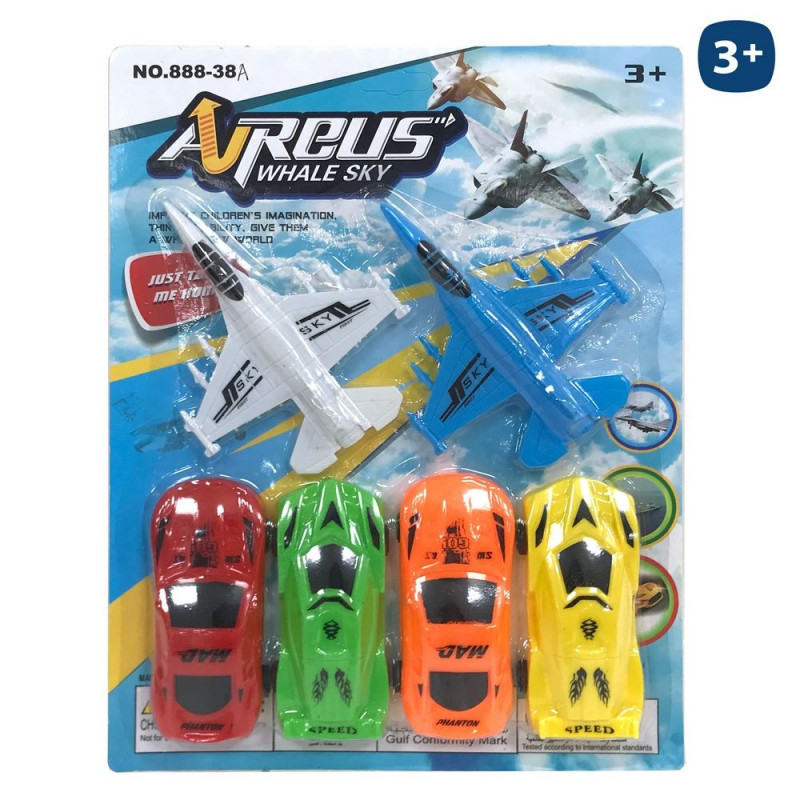 Coches de juguete con aviones de pvc