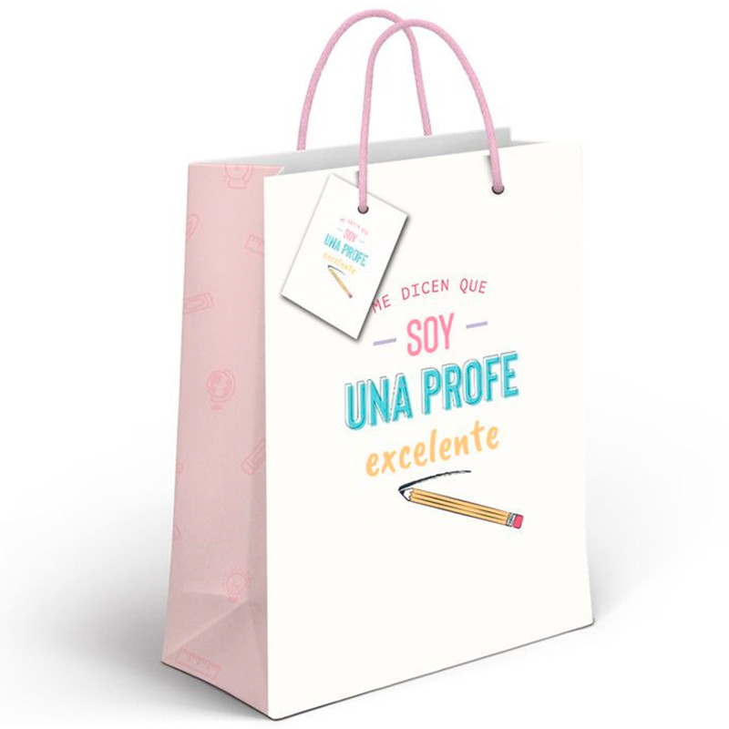 Bolsa de papel con mensaje para profesores para detalles