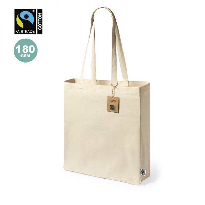 Bolsa de algodón 100% con asas largar con certificación Fairtrade