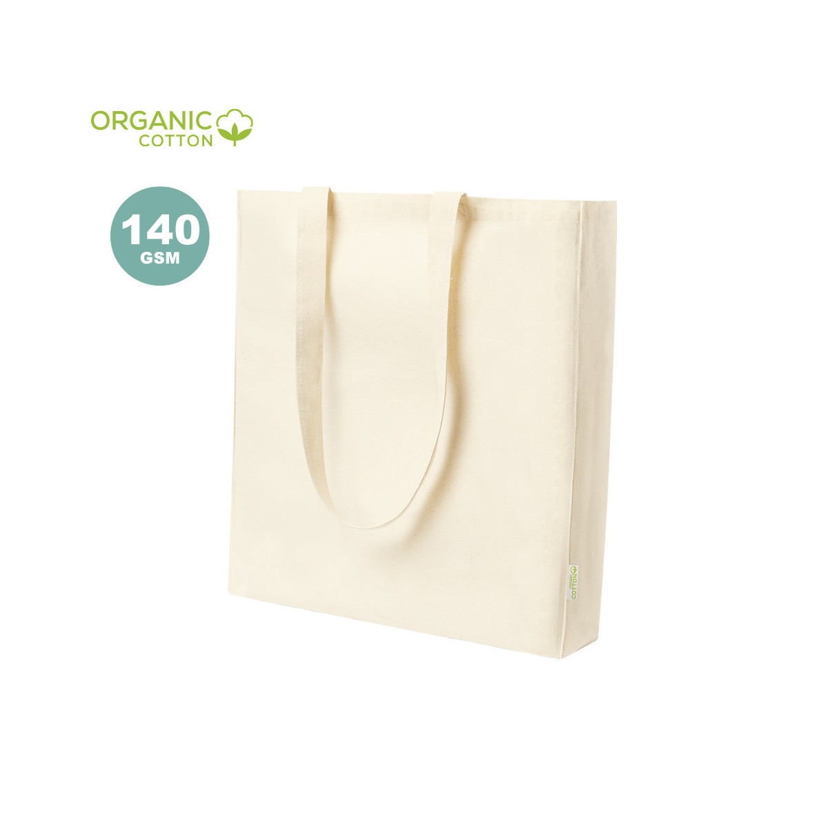 Bolsa de algodón orgánico color natural con asas largas para regalar - Bolsa Casim