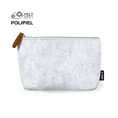 Monedero de fieltro gris con cremallera y tirador de polipiel para regalar - Portatodo Bricex