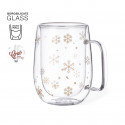 Taza térmica cristal para navidad con copos de nieve - Taza térmica cristal para navidad con copos de nieve