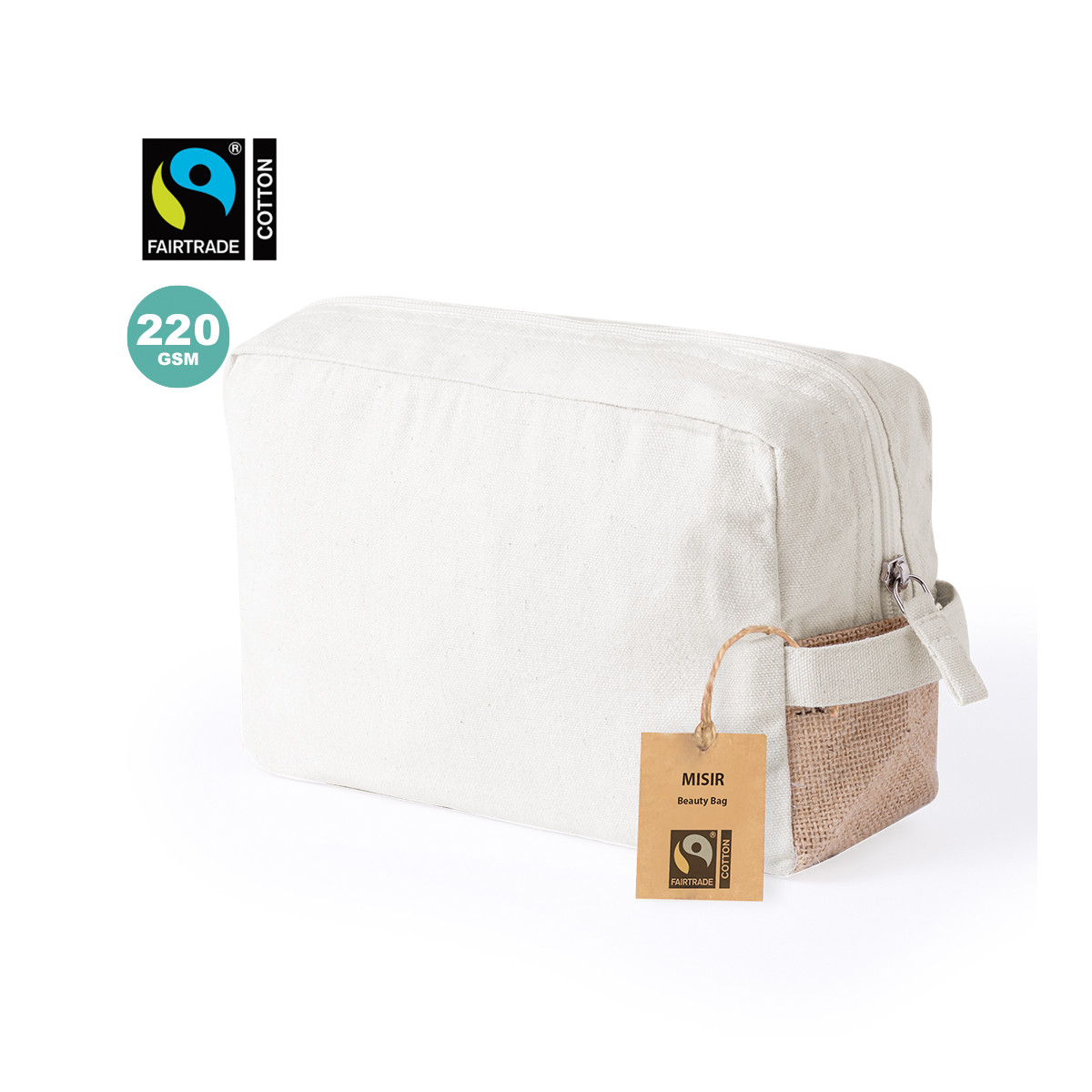 Neceser de algodón 100% Fairtrade con detalles de yute - Neceser Misir Fairtrade