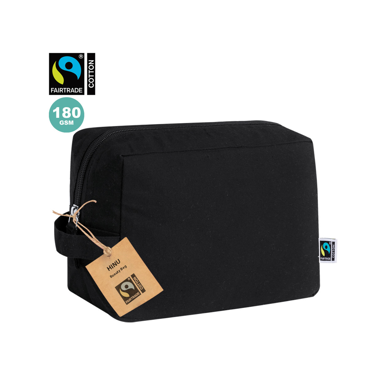 Neceser negro con asa para regalar - Neceser Hinu Fairtrade